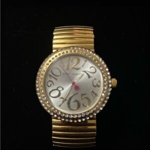 EUC - Betsey Johnson Crystal Bezel Women's Bracelet Watch